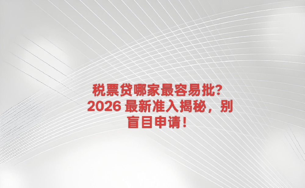 税票贷哪家最容易批？2026 最新准入揭秘，别盲目申请！