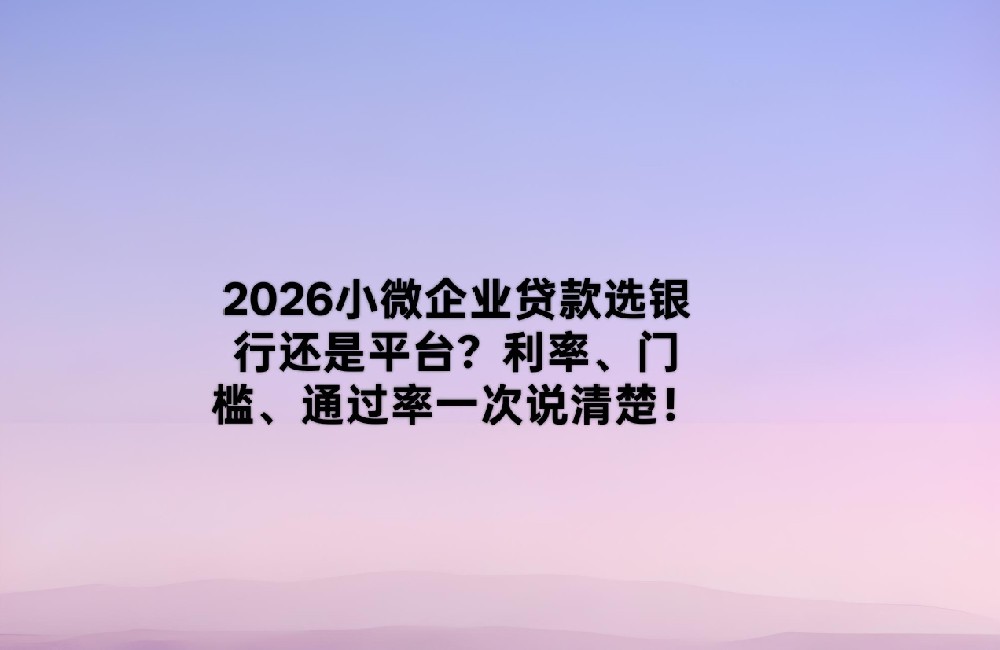 2026小微企业贷款选银行还是平台?利率、门槛、通过率一次说清楚!