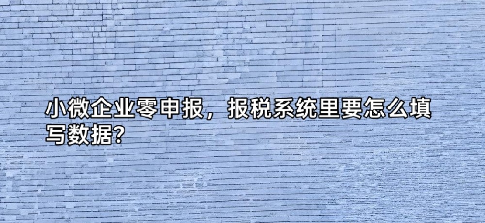 小微企业零申报，报税系统里要怎么填写数据？