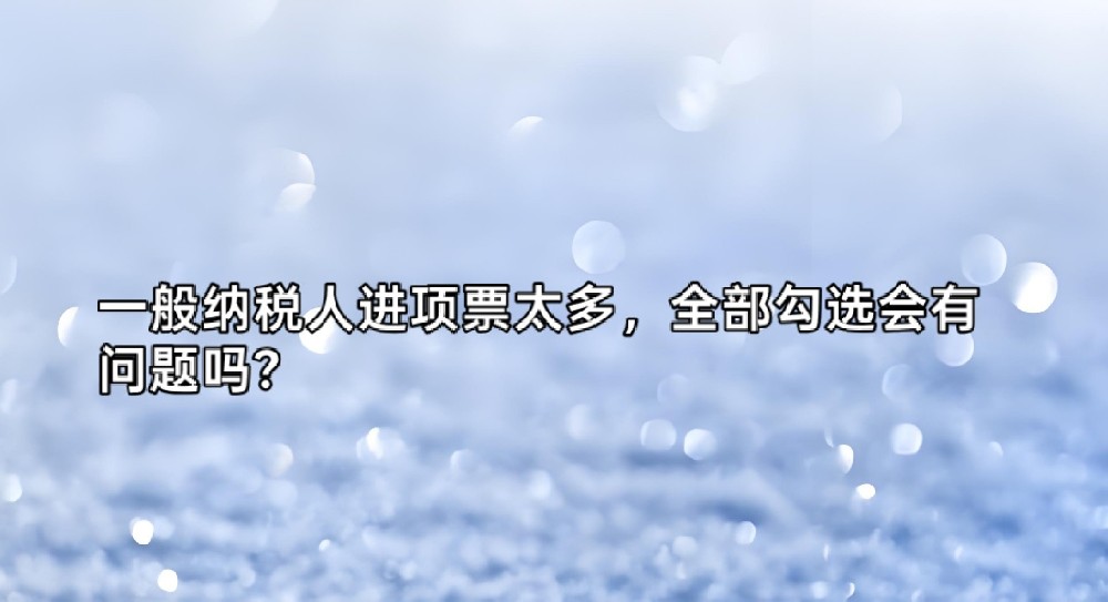 一般纳税人进项票太多,全部勾选会有问题吗?