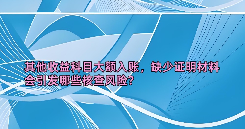 其他收益科目大额入账，缺少证明材料会引发哪些核查风险？