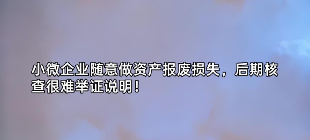 小微企业随意做资产报废损失，后期核查很难举证说明！